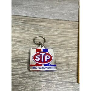 Vintage STP Motorsports Keychain Silver Red Blue Racing NASCAR Collectible Fob